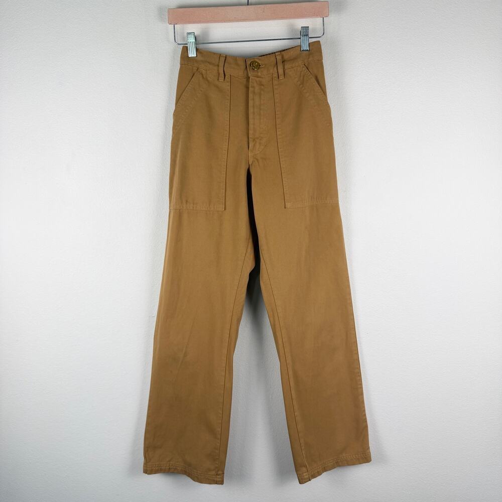 Big Bud Press Work Pants Khaki Beige Cotton Unisex XXS Utility Pockets Straight